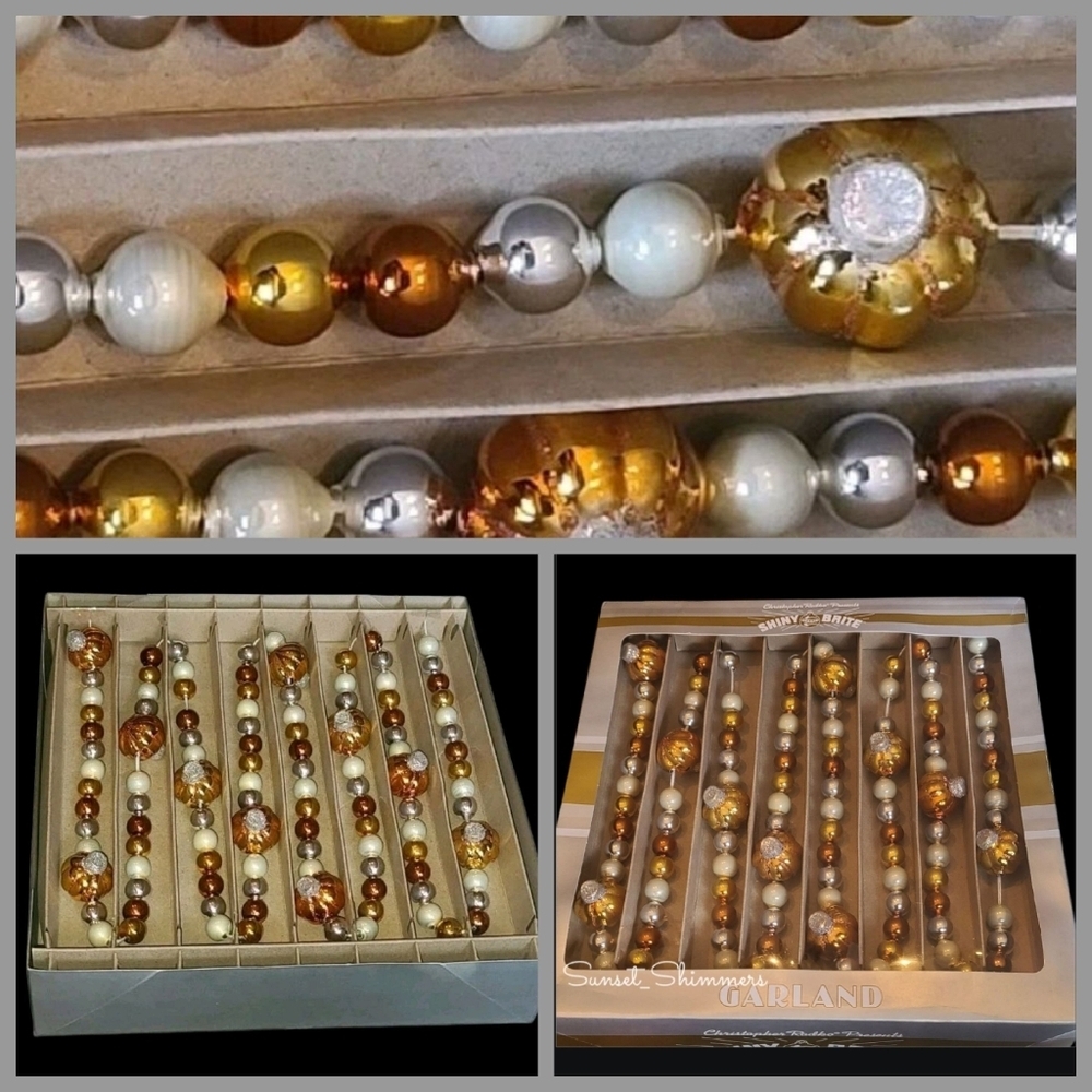 Radko Shiny Brite Vintage / Style Fall Autumn Glass Pumpkin Thanksgiving Garland